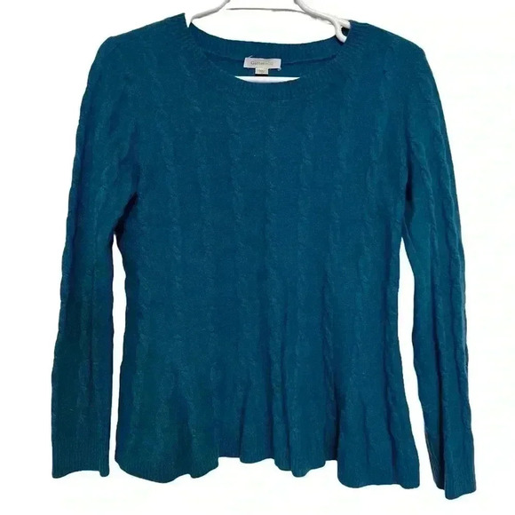 Garnet Hill - 100% Cashmere Trapeze Sweater Color Teal Haze - Women’s Size Small - Picture 1 of 6